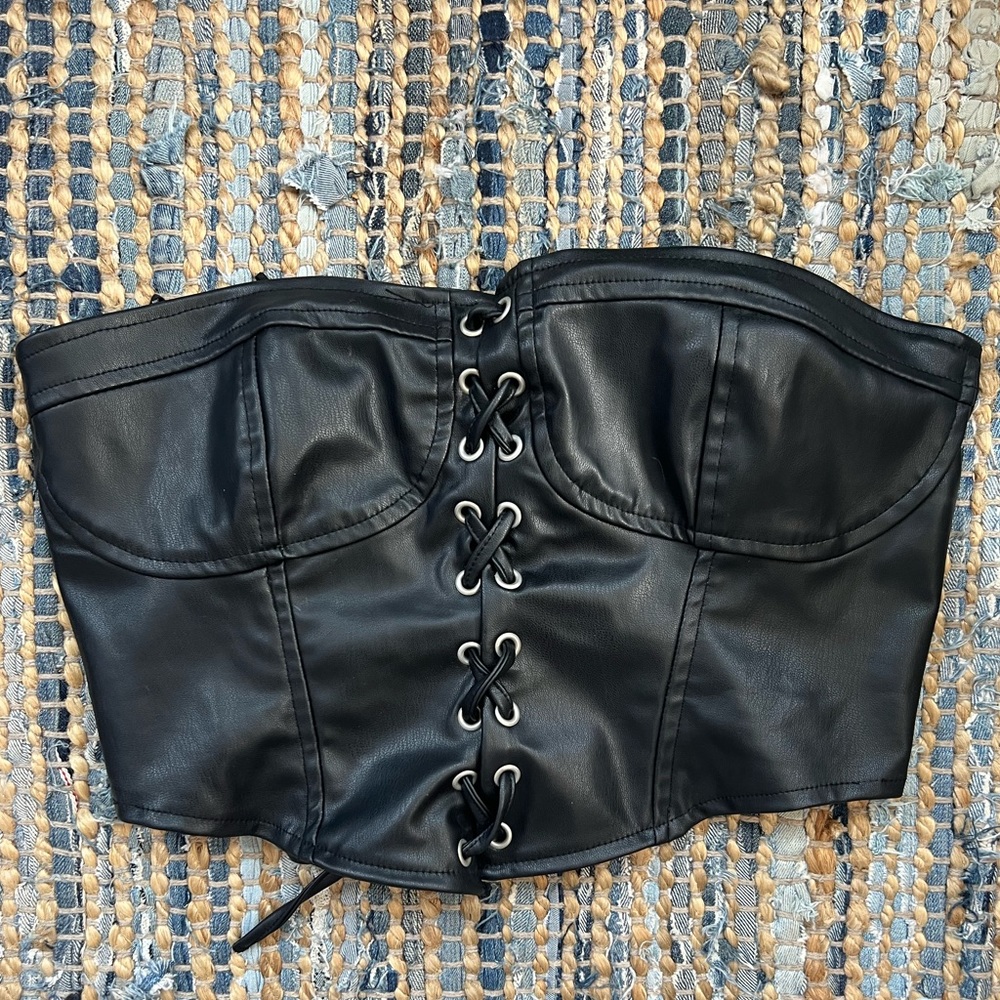 Faux Leather Crop Top (Zara)